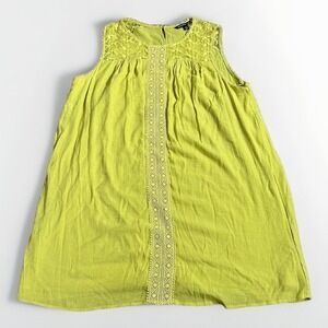 Zac & Rachel Woman Size 2X Boho Tropical Floral Lined Shift Dress Green Yellow